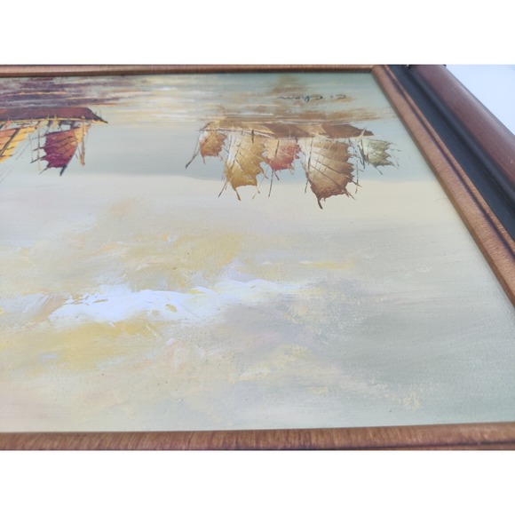 VTG Framed Chinese Junk Ships 20x16 C. Chan Oil Painting- Creative Galleries - Picture 7 of 16